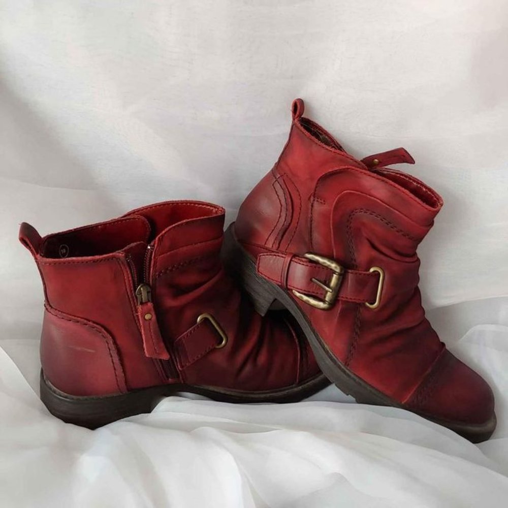 Leather Short Boot - Earth Jericho Port Wine Size 7